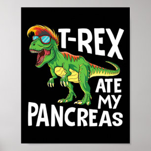 Poster Dinossauro legal Trex Comeu Meu Pancreino Diabetes