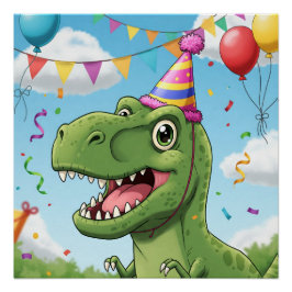 Póster Dinossauro no aniversário