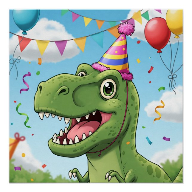Póster Dinossauro no aniversário (Frente)