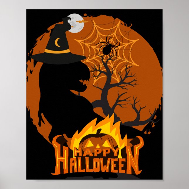 Poster dinossauro no Halloween, assustador, assustador, a (Frente)