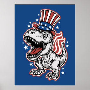 Poster Dinossauro Patriótico Americano