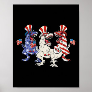 Poster Dinossauro Patriótico Em 4 De Julho, Nós Crianças 