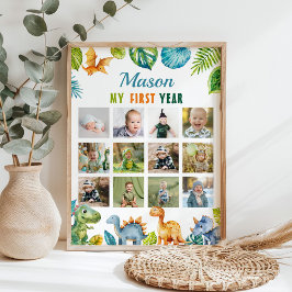 Poster Dinossauro Primeiro Aniversário 12 Foto Milestone