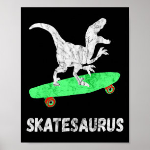 Poster Dinossauro Skate Skateboard T-rex Engraçado Skat