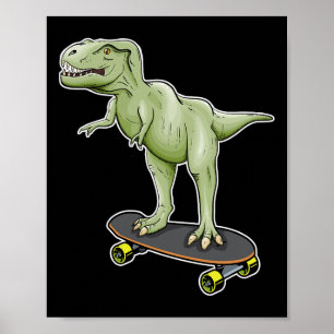 Poster Dinossauro Skate T-rex Dino Dinossauro