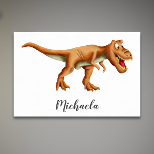 Poster Dinossauro T-Rex Castanho e Bonito com Quarto de R