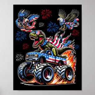Poster Dinossauro T-Rex com Caminhão Monstro Águia Bandei