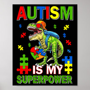 Poster Dinossauro T-rex Crianças Autismo É Meu Autismo Su