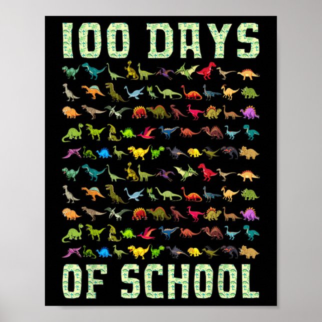 Poster Dinossauro T Rex Feliz 100º Dia De Ofertas Escolar (Frente)