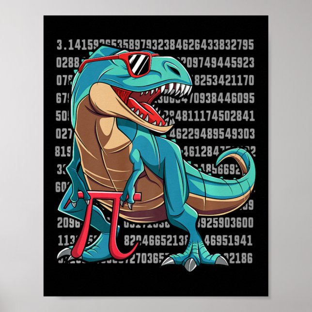 Poster Dinossauro T Rex Happy Pi Day Engraçado Nerd De Ma (Frente)