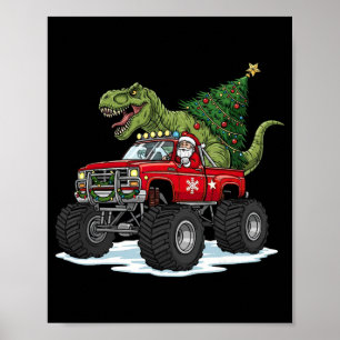 Poster Dinossauro T Rex Natal Papai Noel Meninos Homens M