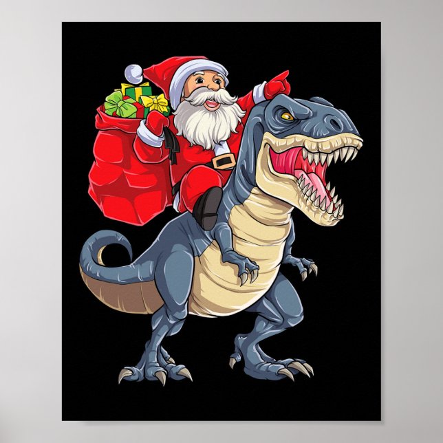 Poster Dinossauro T Rex Papais noeis de Natal Rapazes Men (Frente)