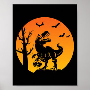Poster Dinossauro T Rex Skeleton Pumpkin Com Lua Buldogue