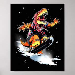 Poster Dinossauro T-rex Snowboard Snowboard Snowboarder V