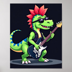 Poster Dinossauro tocando violão elétrico