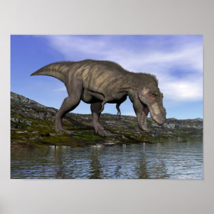 Poster dinossauro Tyrannosaurus rex - renderização 3D
