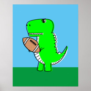 Poster Dinossauro Verde Adora Futebol