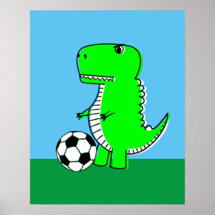 Poster Dinossauro Verde Ama Futebol