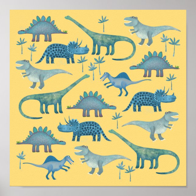 Poster Dinossauros Amarelo (Frente)