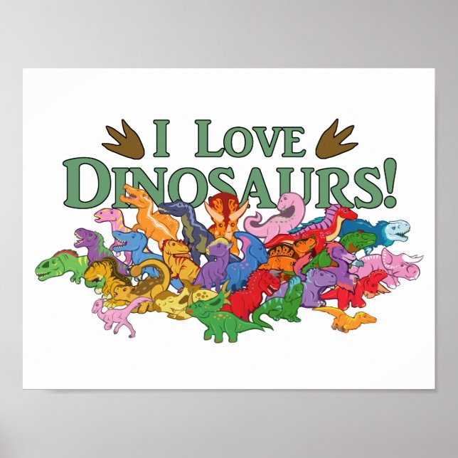 Poster Dinossauros bonitos e coloridos (Frente)