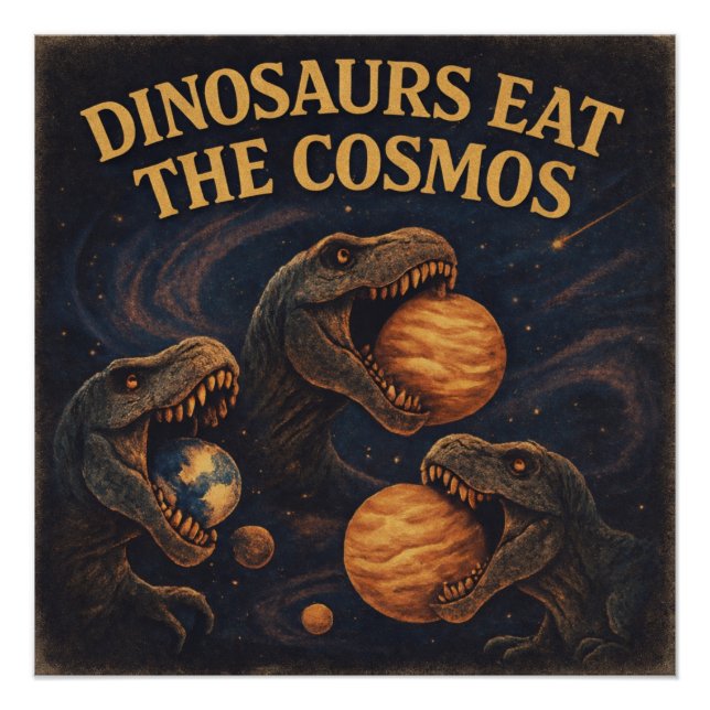 Póster Dinossauros Comem o Cosmos – Dinossauro Espacial R (Frente)