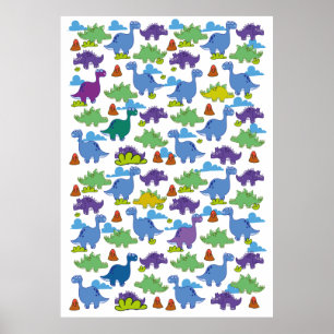 Poster Dinossauros de Desenho Animado Fofos
