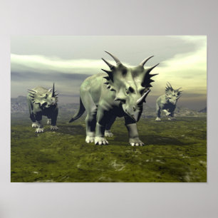 Póster Dinossauros do Styracosaurus - 3D rendem