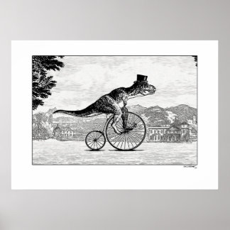 Póster Dinossauros em Bicicletas - T-Rex