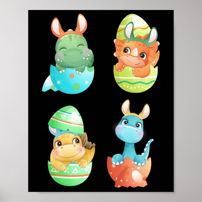Poster Dinossauros Nascem De Ovos De Páscoa  (Frente)