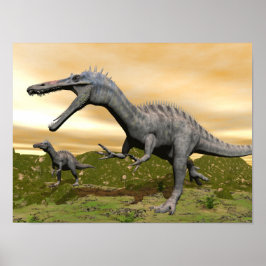 Póster dinossauros Suchomimus - renderização 3D