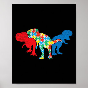 Poster Dinossauros T-Rex Quebra-cabeça Dino Autismo Consc