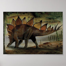 Poster Dinossauros Vintage, Stegossauro, Cauda com Spikes