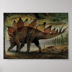 Poster Dinossauros Vintage, Stegossauro, Cauda com Spikes