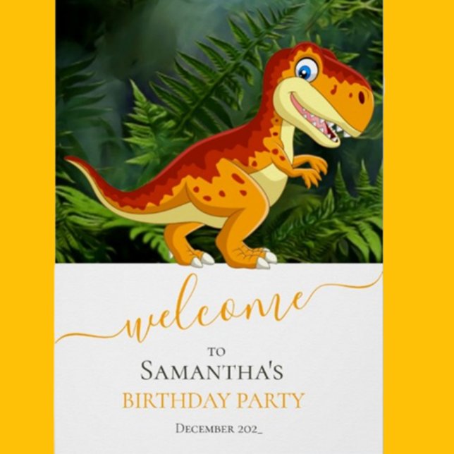 Póster DINOSUAR Aniversário T Rex, ouro ( Celebrate your little one's special day with a stunning T-Rex gold birthday theme! )
