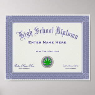 Poster Diploma de Escola Secundária Engraçado