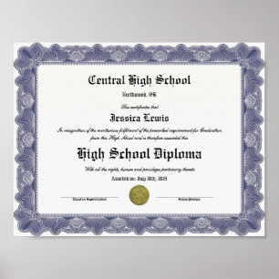 Poster Diploma de Graduação de Escola de Ensino Médio com