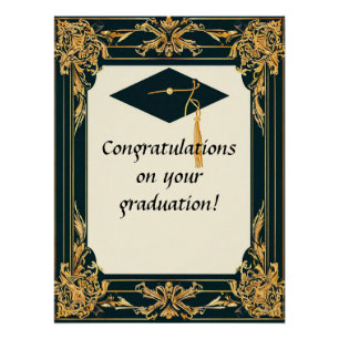 Póster Diploma de Graduação Elegante com Cartola