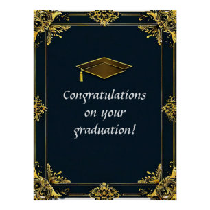 Póster Diploma de Graduação Elegante com Cartola