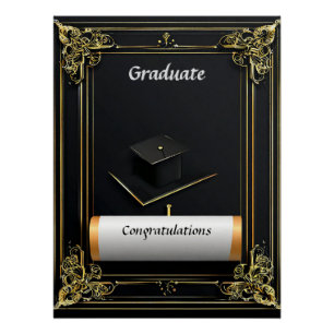 Póster Diploma de Graduação Elegante com Cartola
