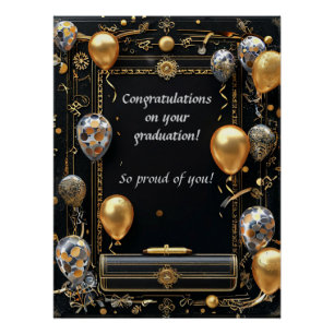 Póster Diploma de Graduação Elegante com Cartola