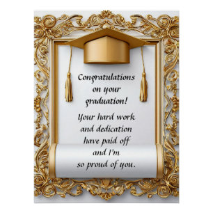 Póster Diploma de Graduação Elegante com Cartola