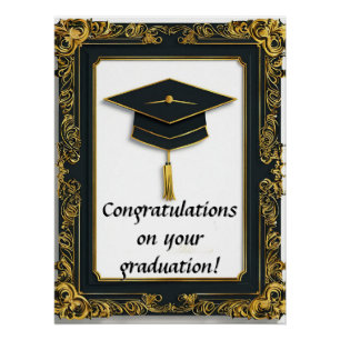 Póster Diploma de Graduação Elegante com Cartola