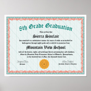 Poster Diploma de Graduação ou Promoção do 5 ou 8º Grau
