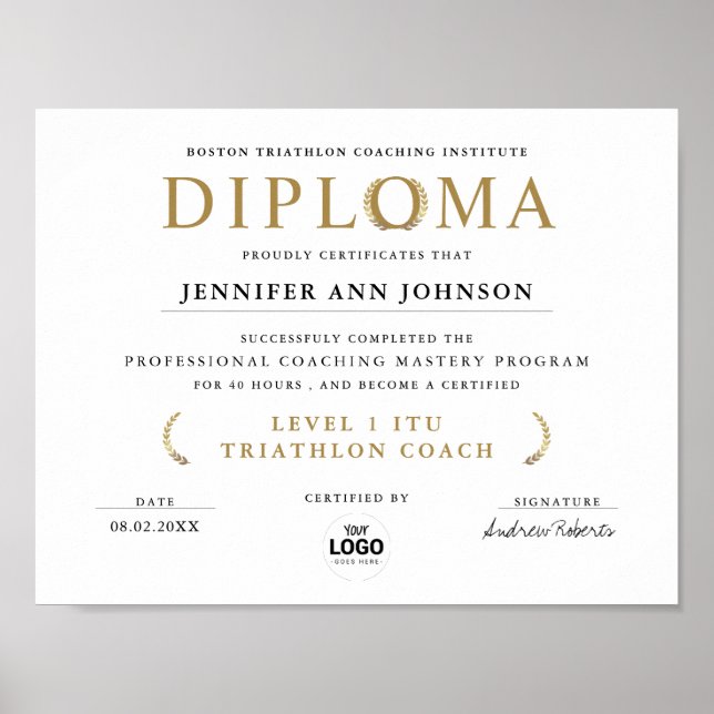 Poster Diploma de Graduação Simples e Elegante com Coroa  (Frente)