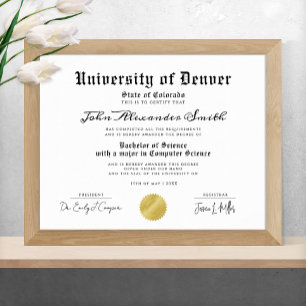 Poster Diploma de Graduado Preto e Branco Simples e Elega