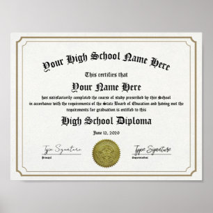 Poster Diploma do formando do Segundo grau, com estrutura