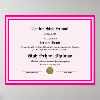 Poster Diploma Novelty High School Keepsake