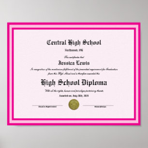 Poster Diploma Novidade Lembrança do Ensino Médio