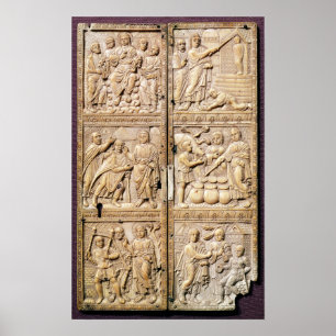 Póster Diptych que mostra os milagre do cristo