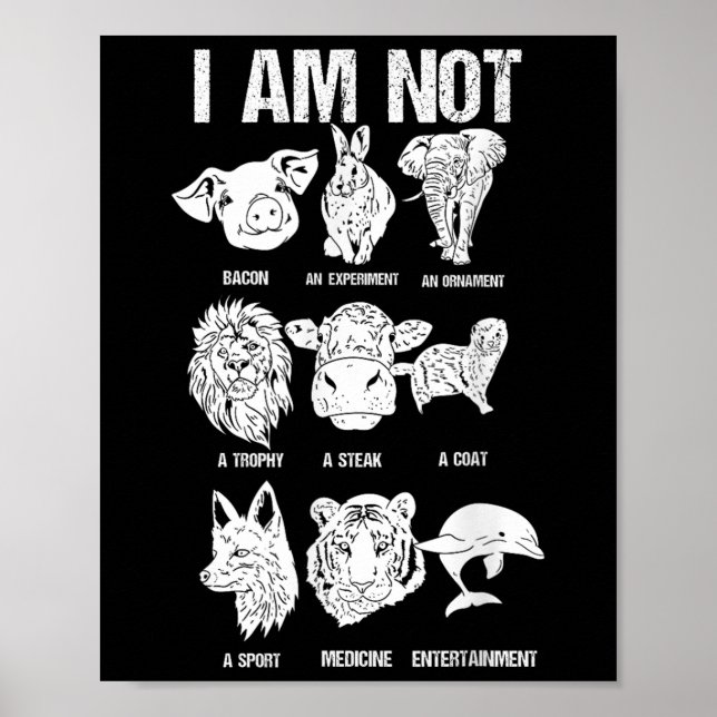 Poster Direitos Animais Proteção Animal Seja Vegano  (Frente)